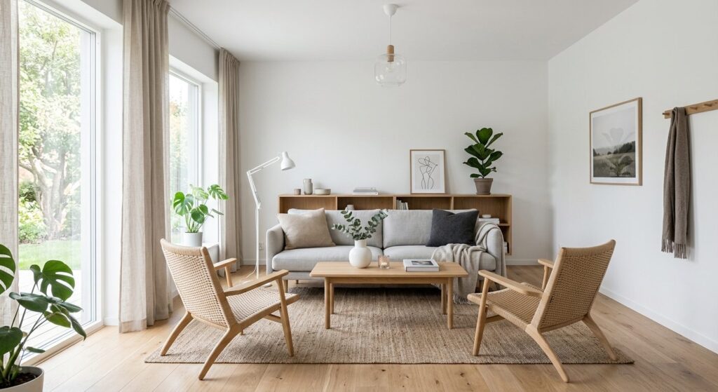 Moderne nordisk stil: minimalistisk lys og rum